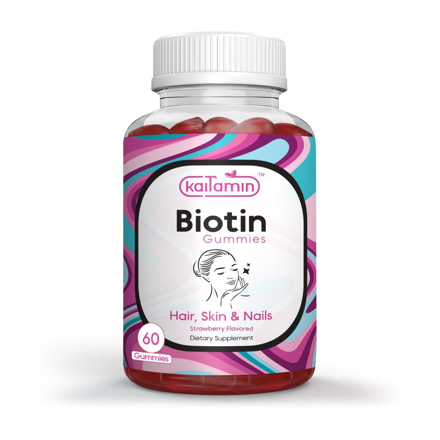 Biotin Gummies for Hair Skin & Nails -5000mcg per Serving - 60 Gummies - Kaitamin