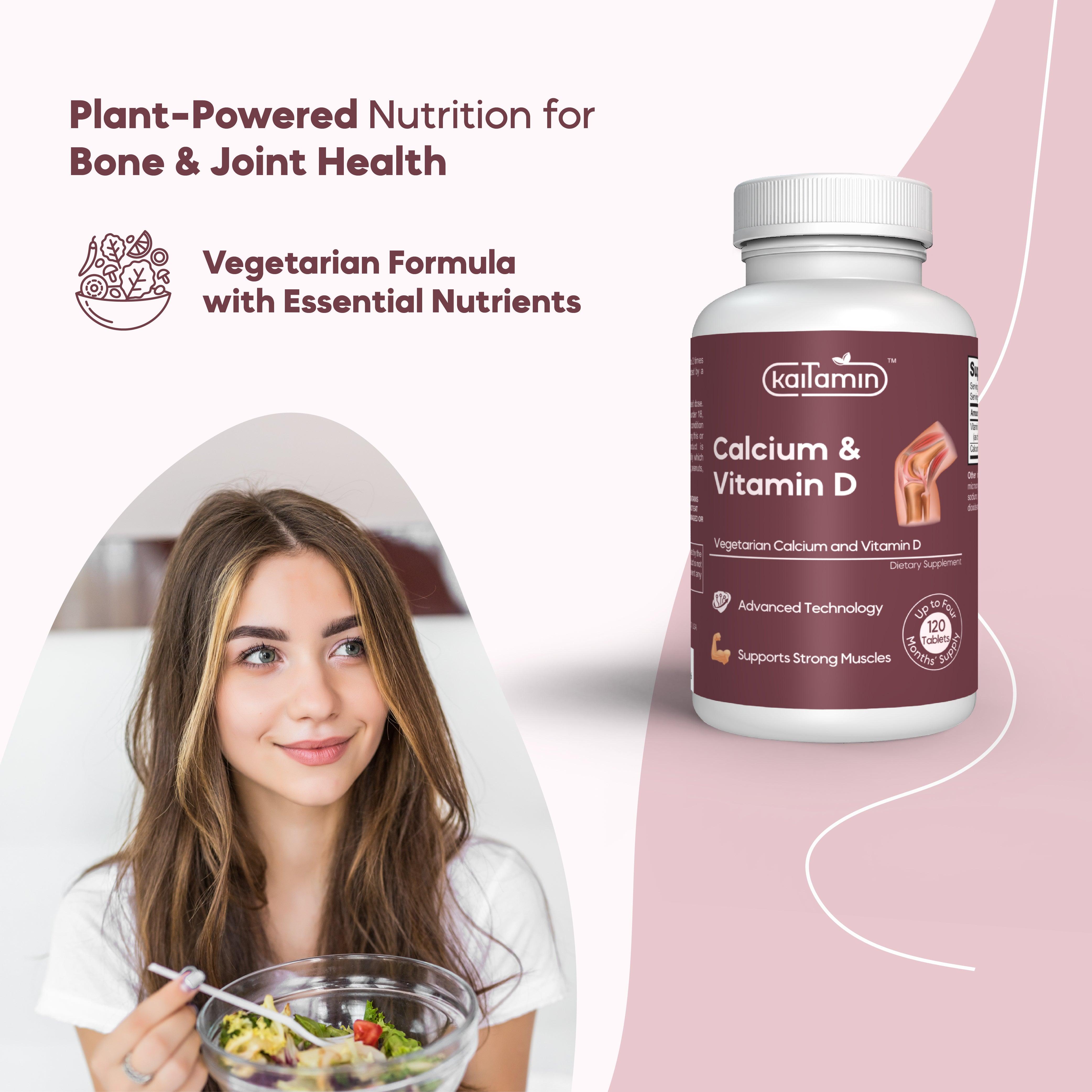 Calcium & Vitamin D - Muscle, Bone, and Joint Support - 120 Tablet - Kaitamin