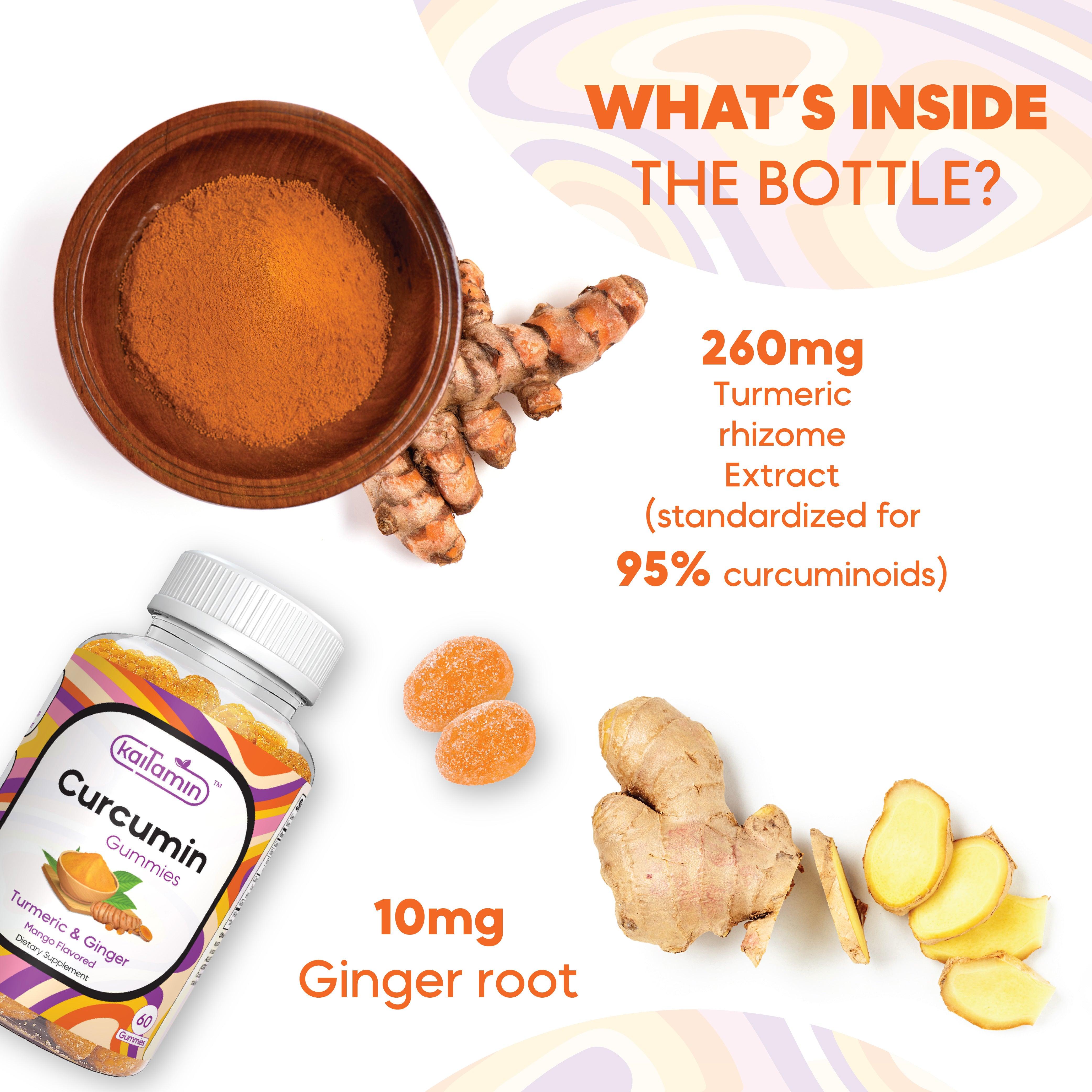 Curcumin Gummies - Trumeric Supplement for Joint Support - 60 Gummies - Kaitamin