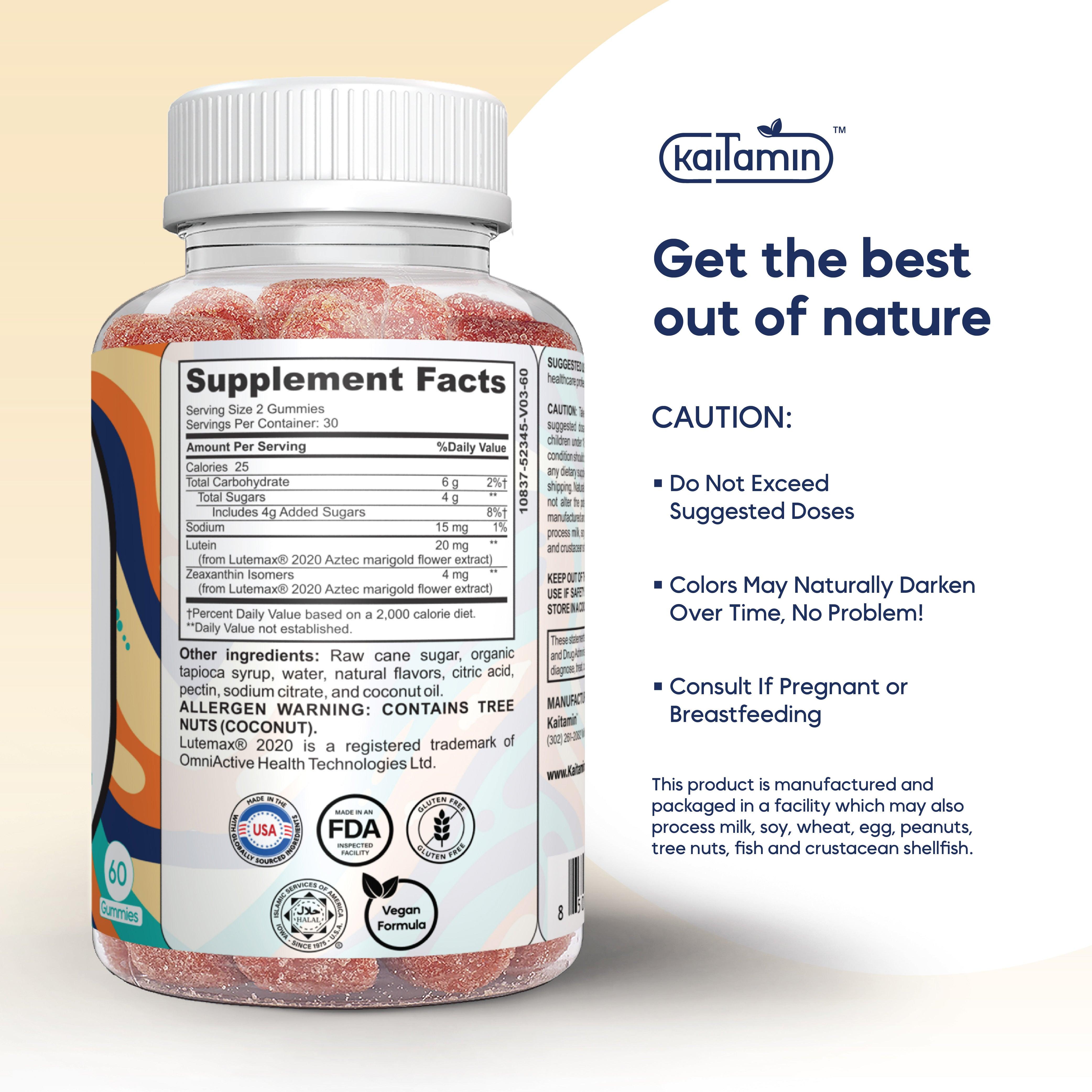 Lutein Gummy - Lutein Eye Supplement for Adults - 60 Gummies - Kaitamin