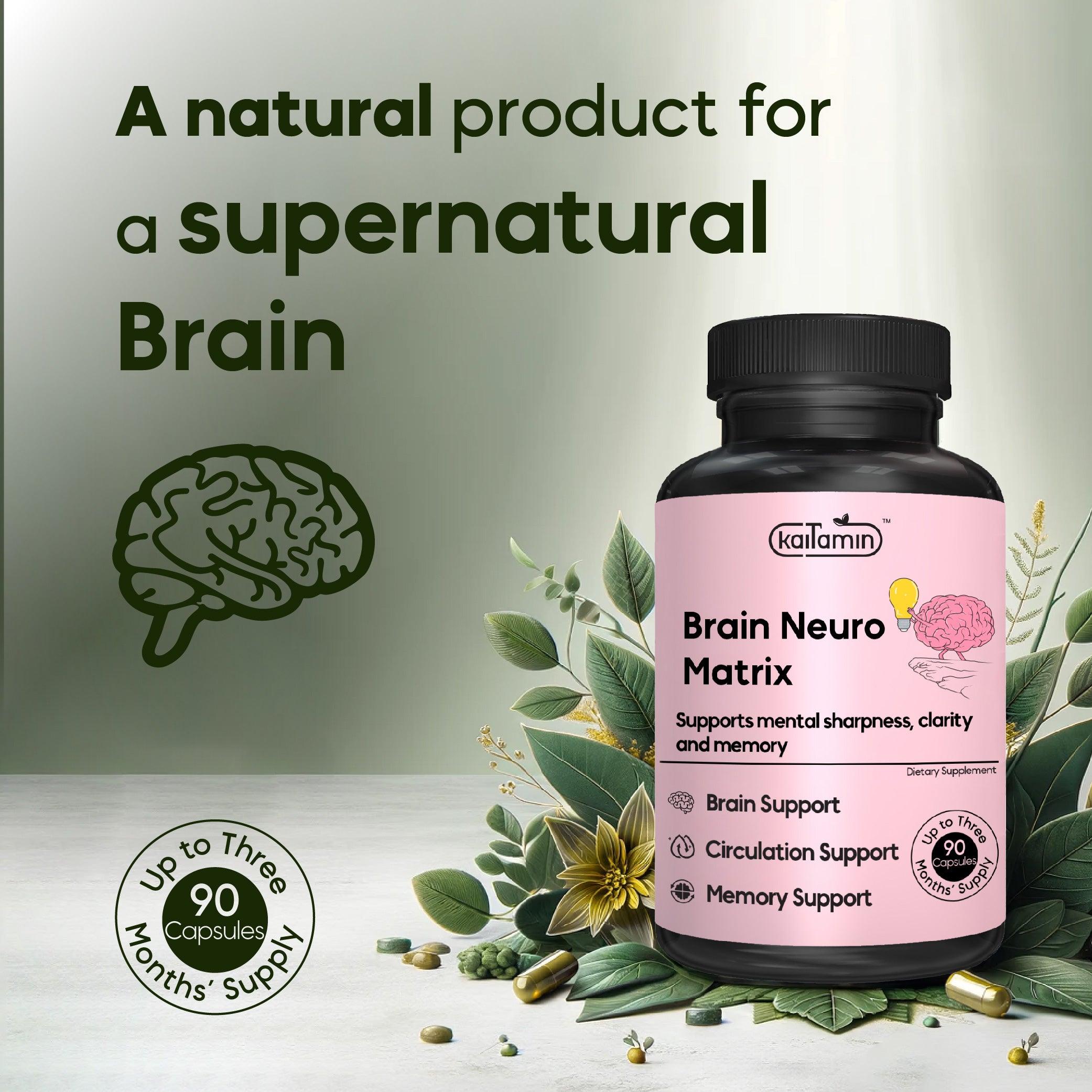 Brain Neuro Matrix - Memory, Focus, Studying Support -90 Tablets - Kaitamin