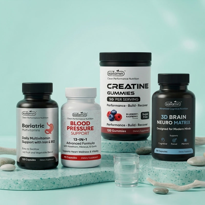 Kaitamin full product family lineup - Bariatric, Blood Pressure, Creatine Gummies, 3D Brain Neuro Matrix