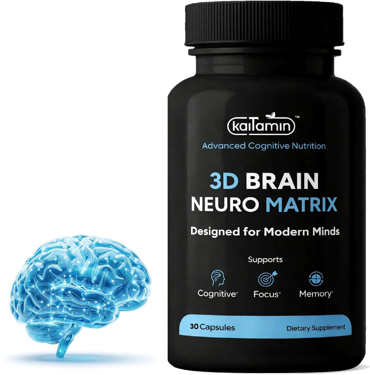 Kaitamin 3D Brain Neuro Matrix — Ginkgo and Bacopa complex, 30 capsules