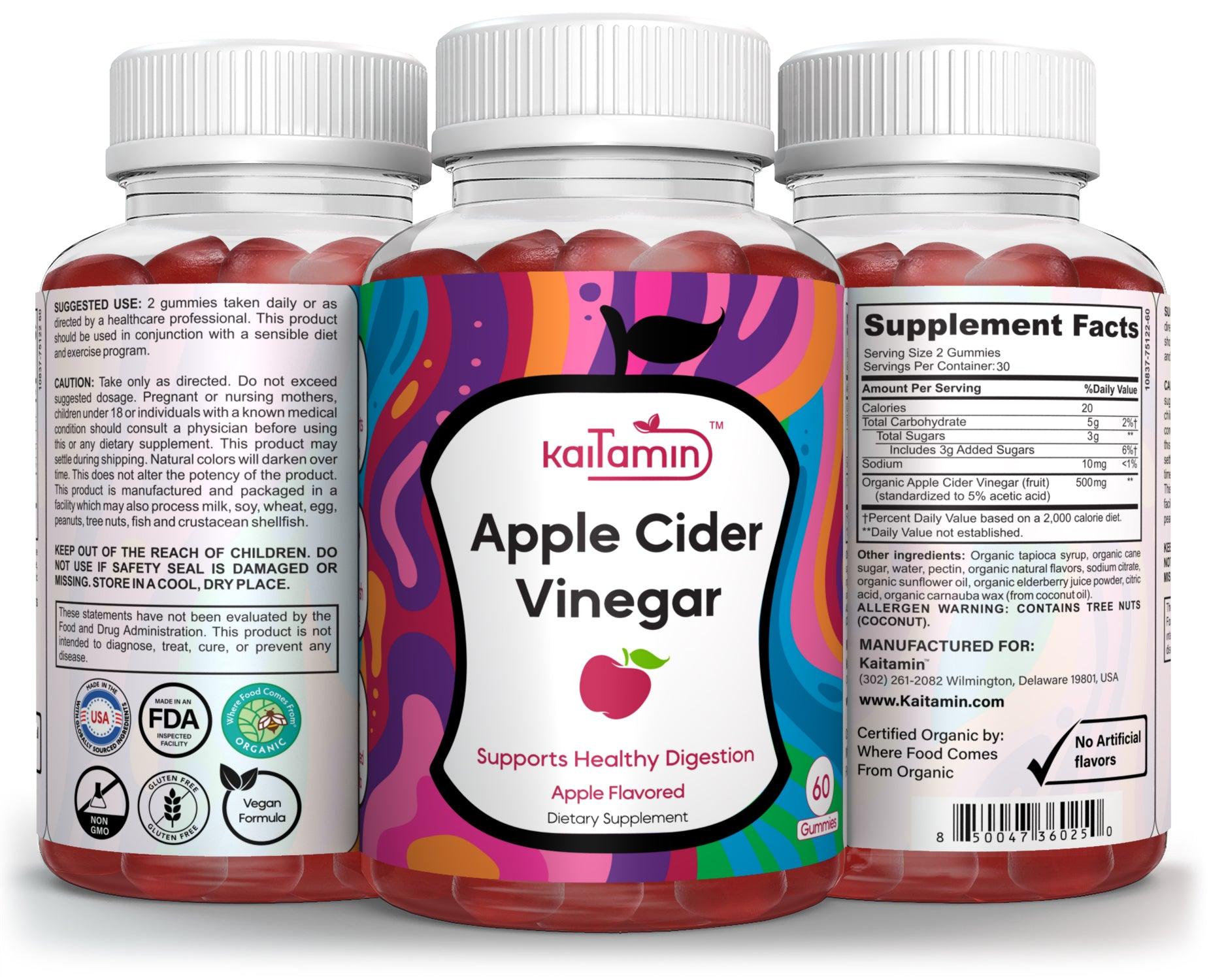 Apple Cider Vinegar - Boost Metabolism & Weight -loss - 60 Gummies - Kaitamin