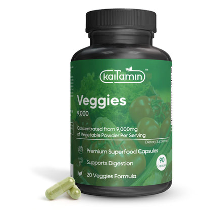 Veggies 9000 - All-in-One Vegetable Supplement - 90 Capsules - Kaitamin