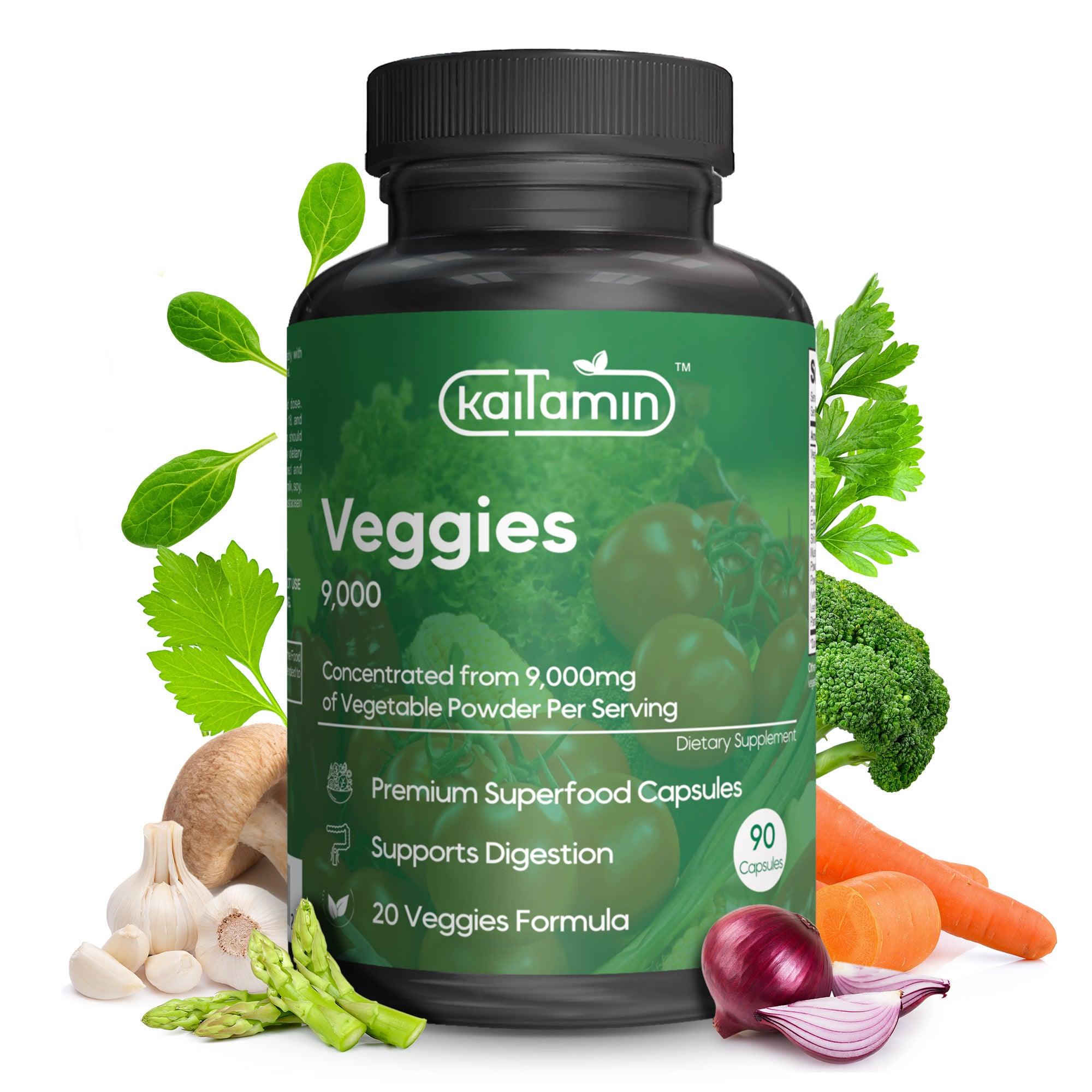 Veggies 9000 - All-in-One Vegetable Supplement - 90 Capsules - Kaitamin