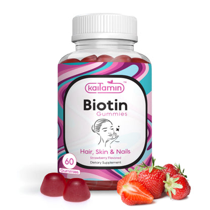 Biotin Gummies for Hair Skin & Nails -5000mcg per Serving - 60 Gummies - Kaitamin