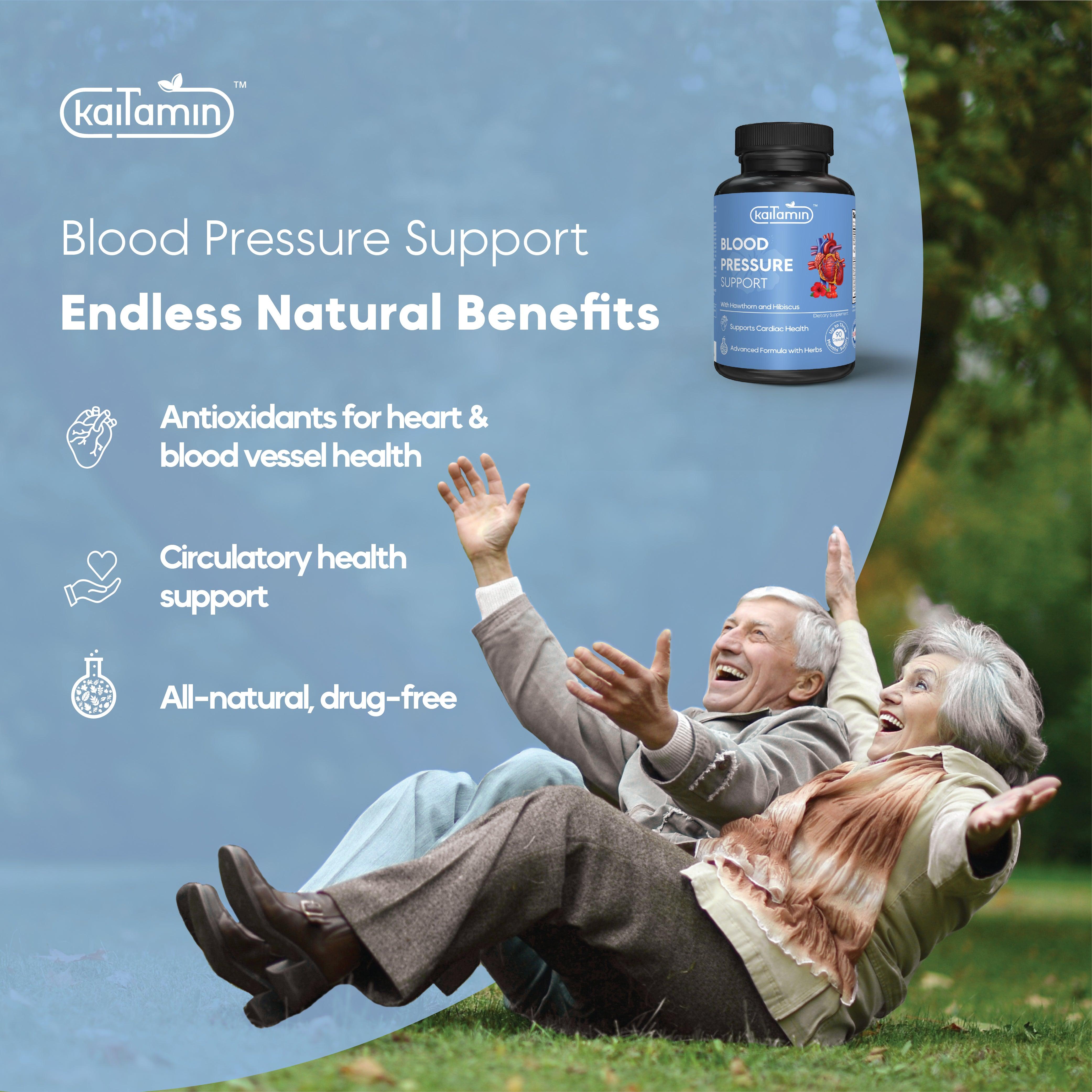 Blood Pressure Support - Supports Cardiac Health - 90 Capsules - Kaitamin