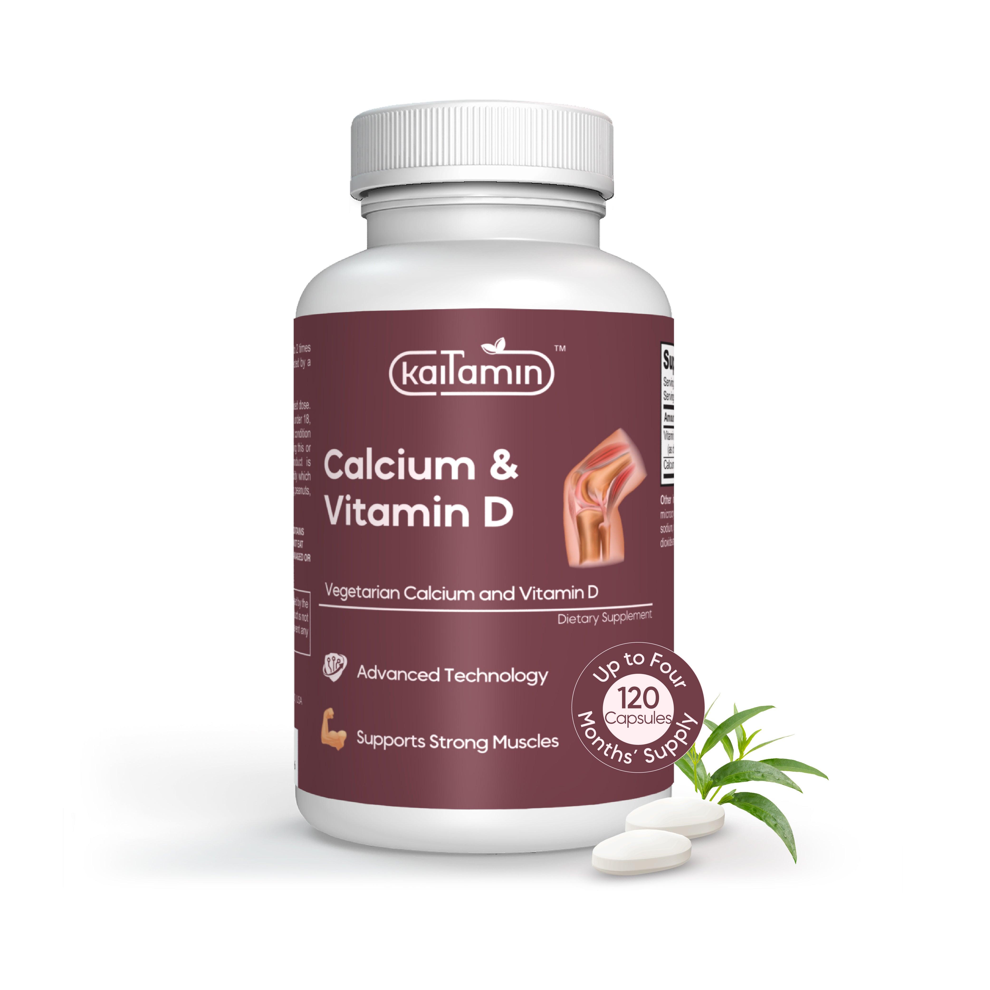 Calcium & Vitamin D - Muscle, Bone, and Joint Support - 120 Tablet - Kaitamin