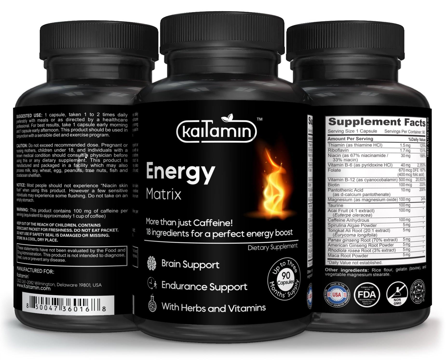 Energy Matrix – Super Capsule for boosting energy - 90 Capsules - Kaitamin