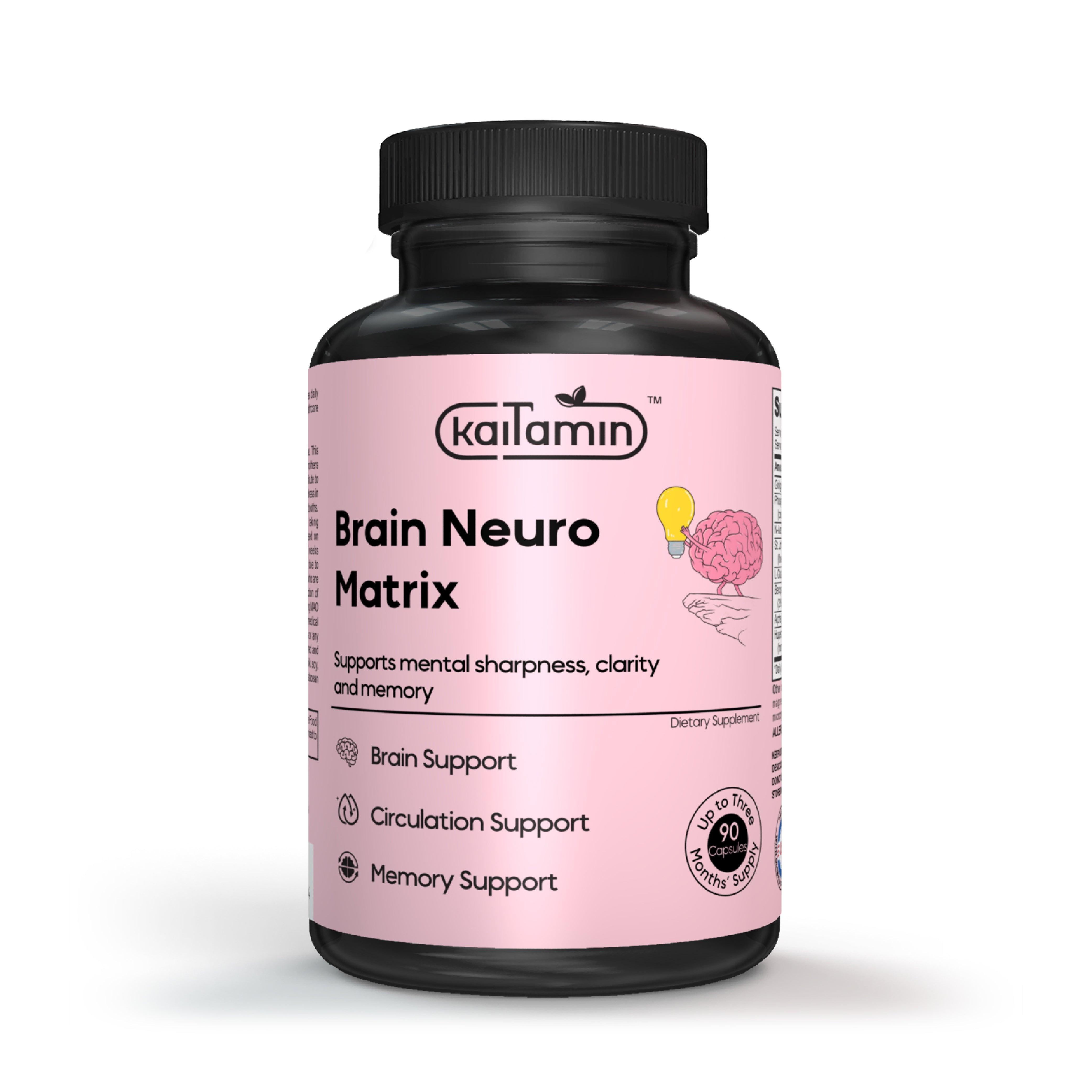 Brain Neuro Matrix - Memory, Focus, Studying Support -90 Tablets - Kaitamin