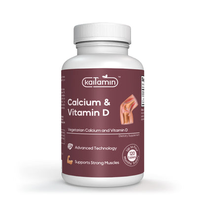 Calcium & Vitamin D - Muscle, Bone, and Joint Support - 120 Tablet - Kaitamin