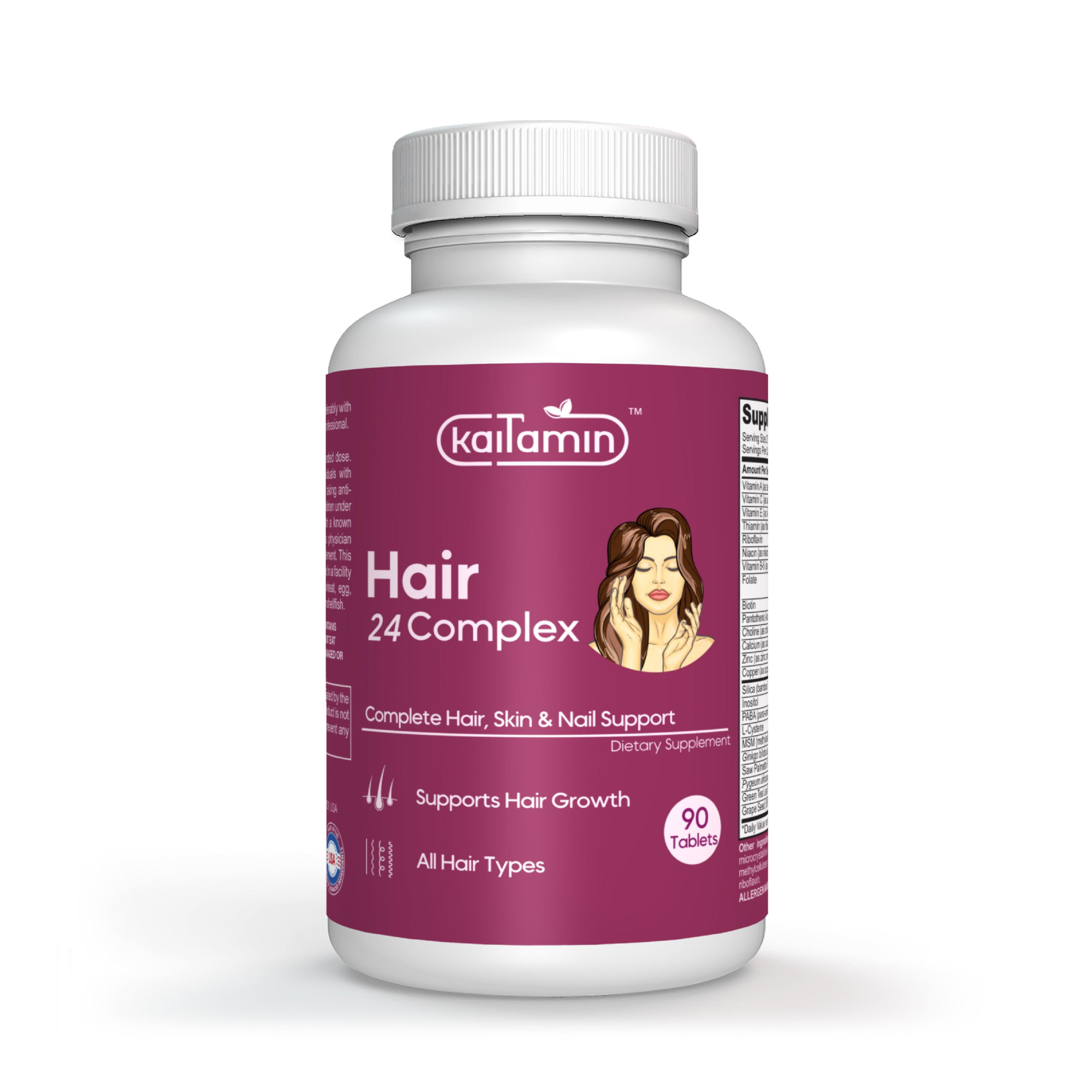 Hair 24 complex - Hair Supporting Supplement with Biotin - 90 Tablets - Kaitamin