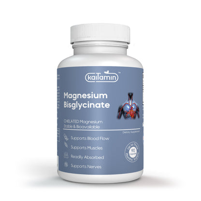 Magnesium Bisglycinate 200mg for Relaxation Support - 90 Capsules - Kaitamin