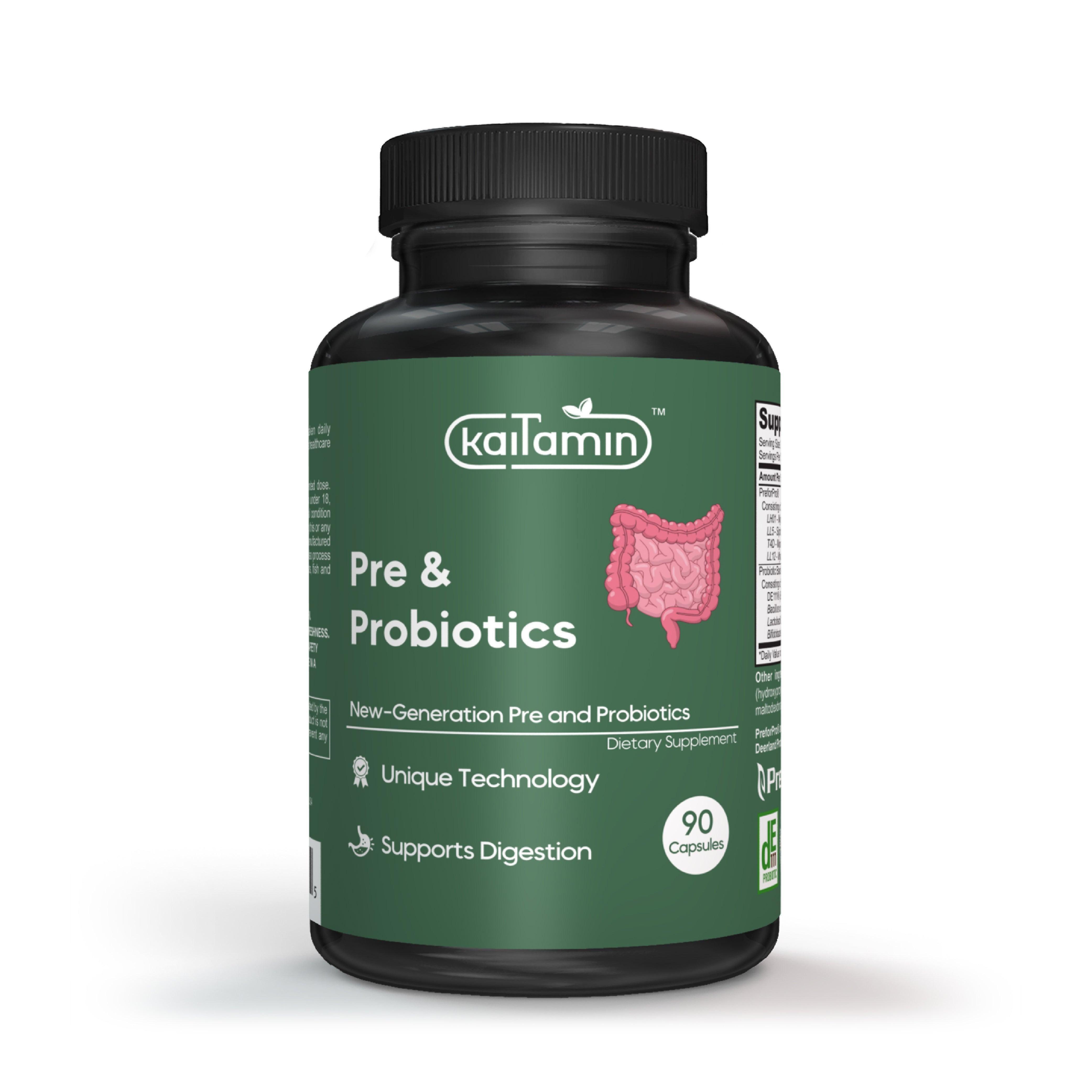 Pre & Probiotics - For Digestion and Immunity - 90 Capsules - Kaitamin