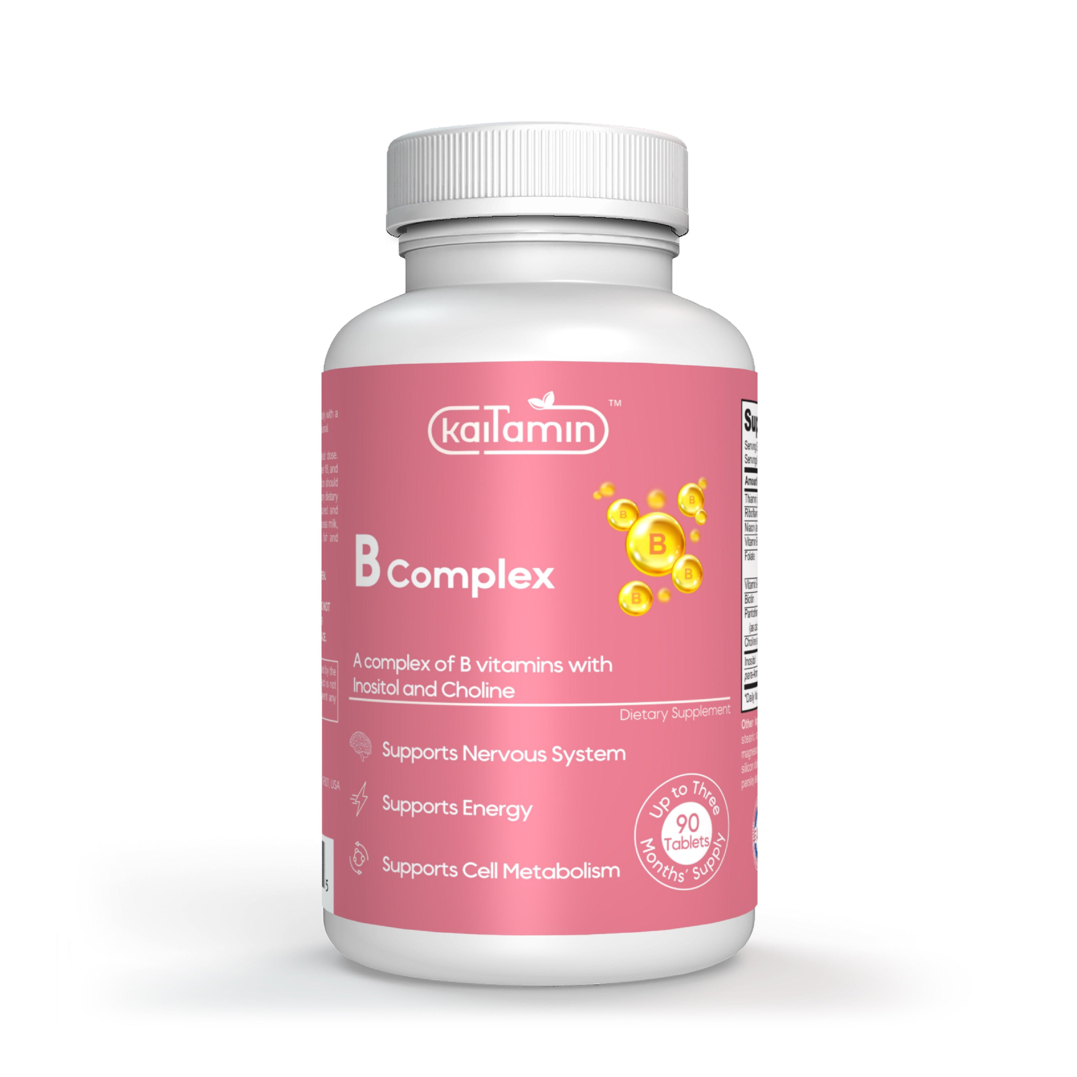 B-Complex Vitamins - Support Energy, Memory, Hormone - 90 Tablets - Kaitamin