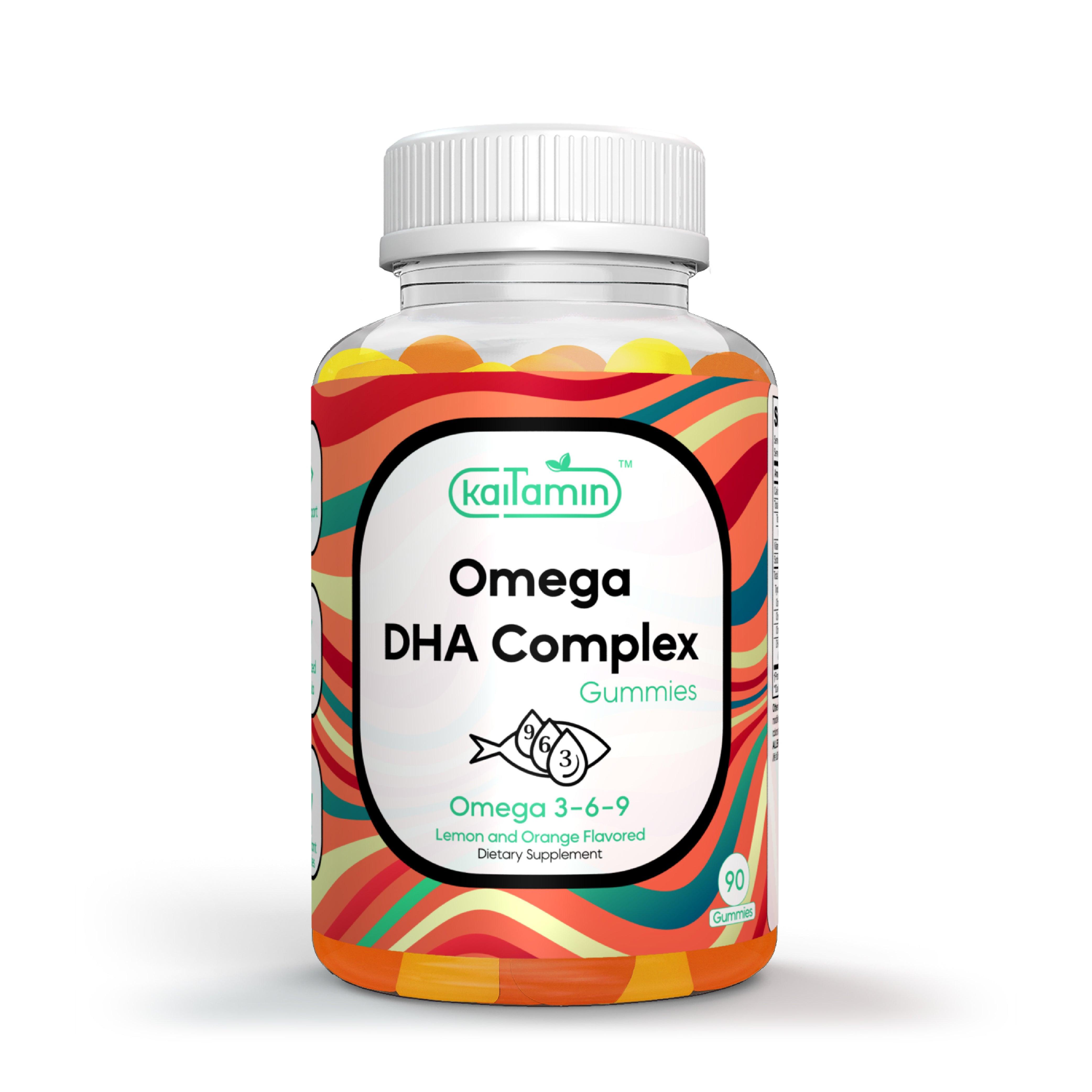 Omega DHA Complex - Brain, Memory, Heart Health Support - 90 Gummies - Kaitamin