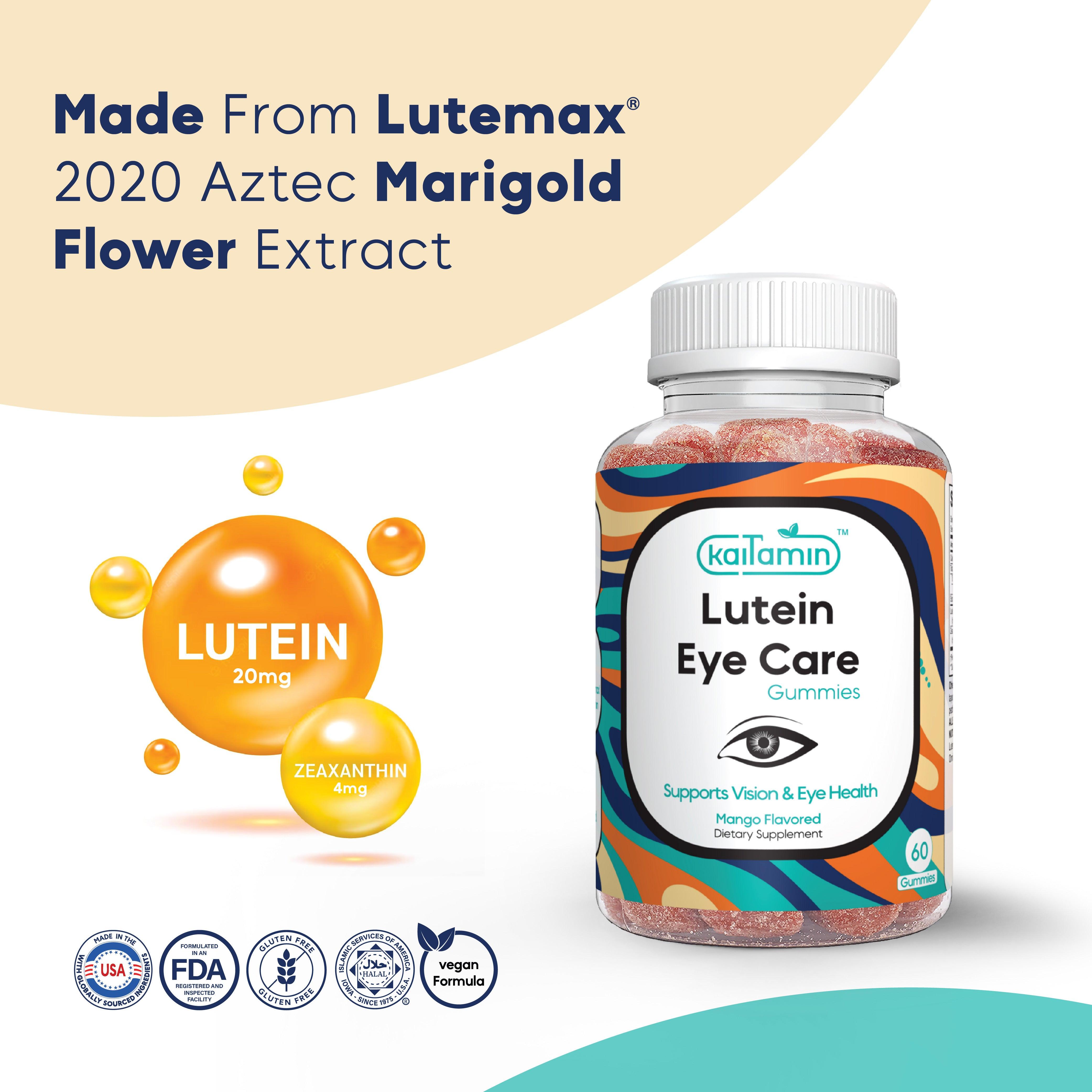 Lutein Gummy - Lutein Eye Supplement for Adults - 60 Gummies - Kaitamin