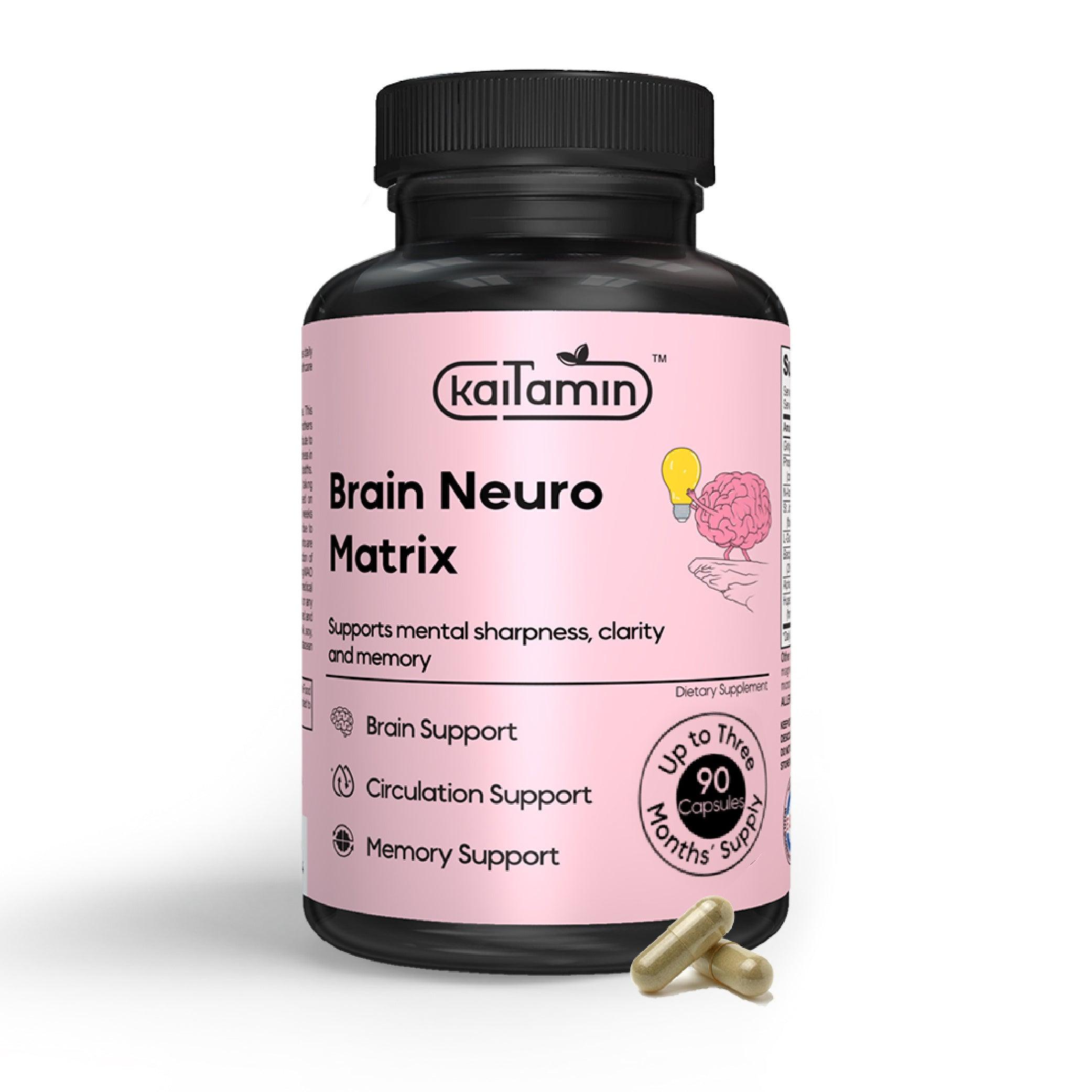 Brain Neuro Matrix - Memory, Focus, Studying Support -90 Tablets - Kaitamin