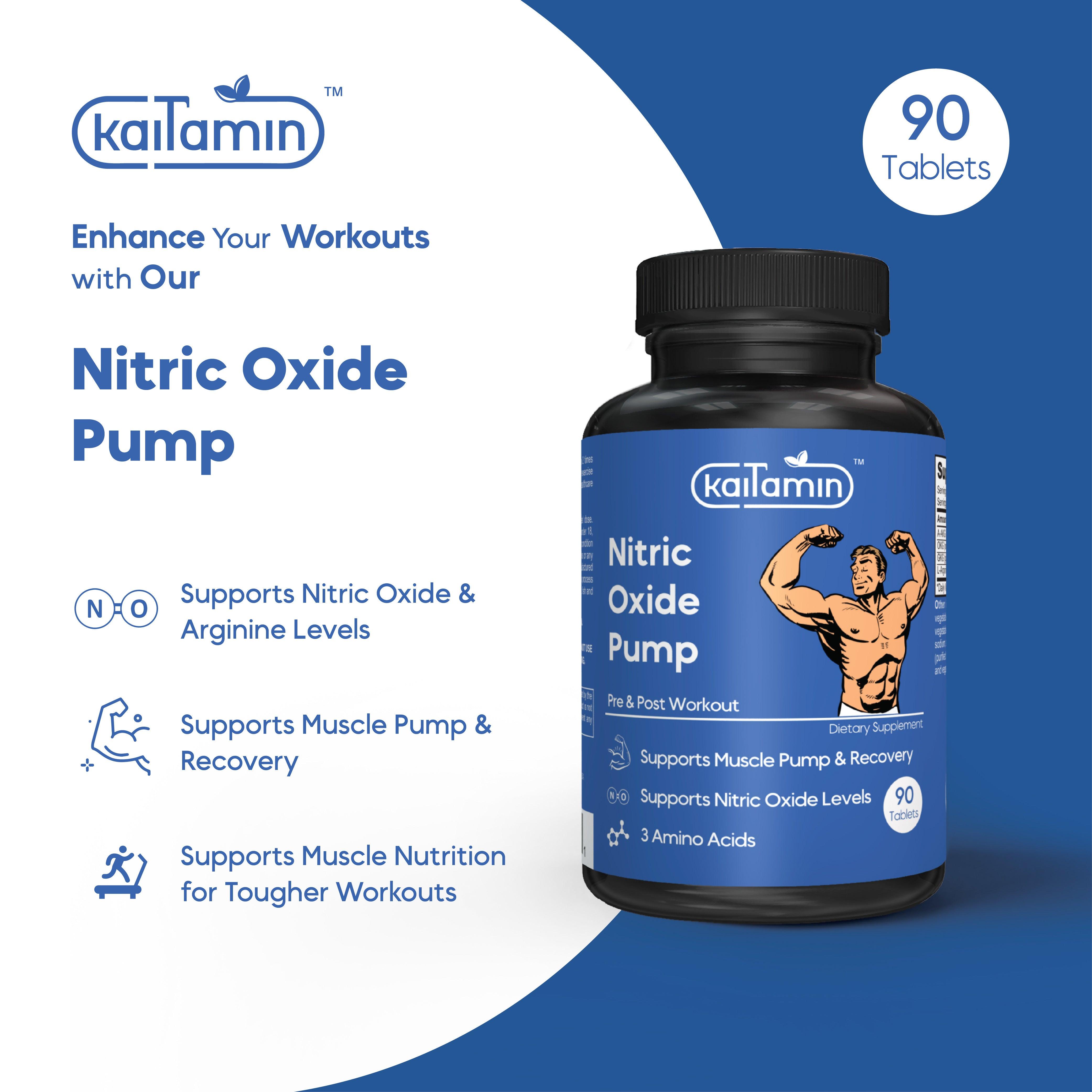 Nitric Oxide Pump - Pre Workout Supplement for Men - 90 Tablets - Kaitamin