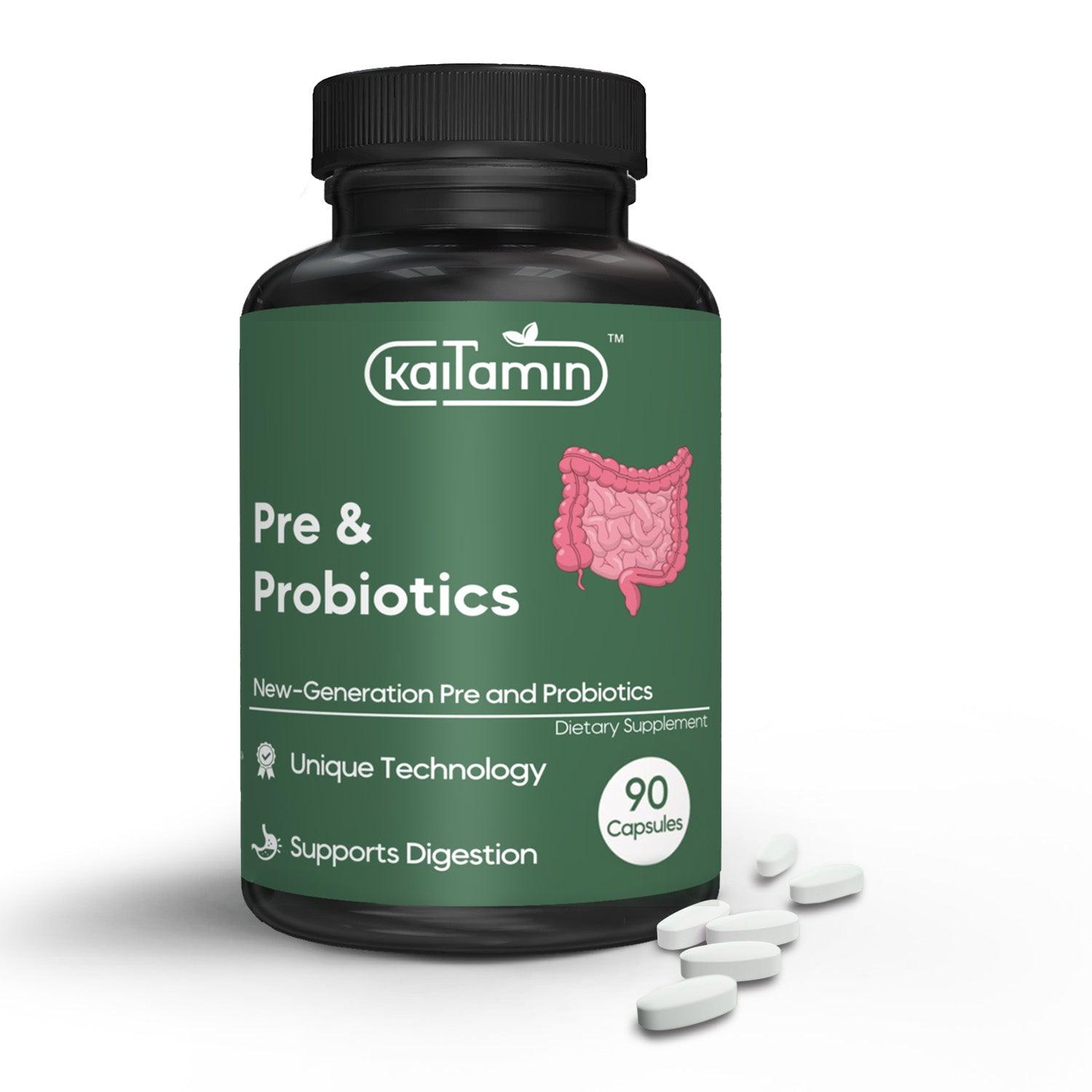 Pre & Probiotics - For Digestion and Immunity - 90 Capsules - Kaitamin