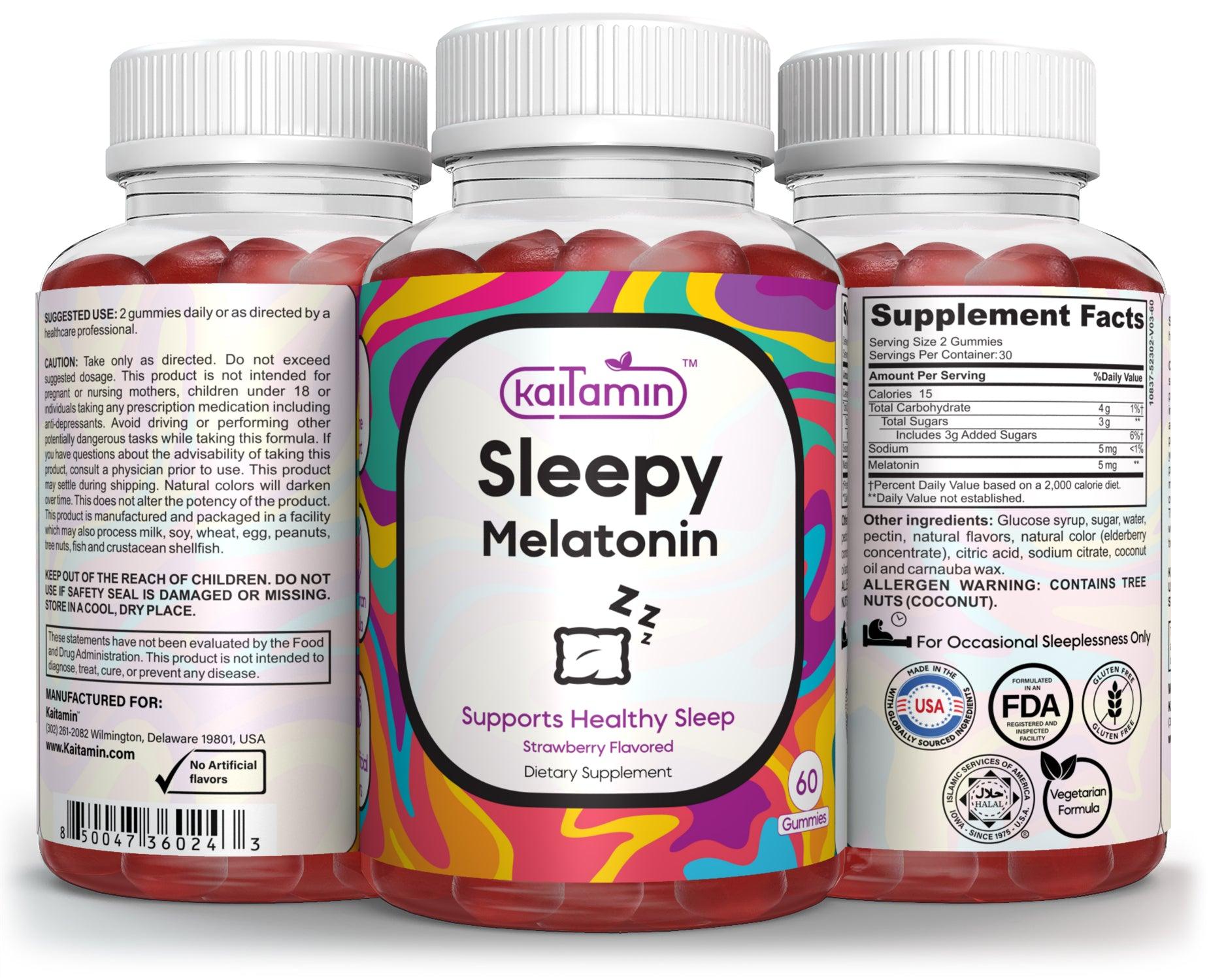 Melatonin Gummy - 5mg Melatonin for Sleep and Relaxation - 60 Gummies - Kaitamin