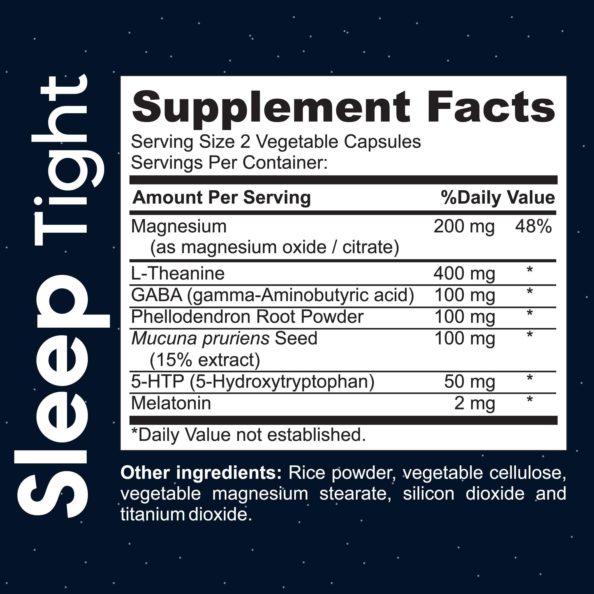 Sleep Tight - Natural Supplements for Sleep Support - 90 Capsules - Kaitamin