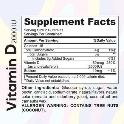 Vitamin D 2000 IU - Strong Bones for Adults and Kids - 120 Gummies - Kaitamin