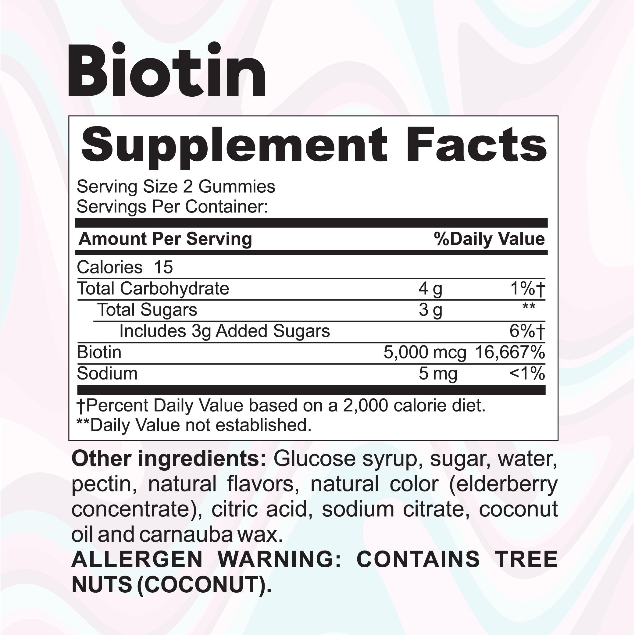 Biotin Gummies for Hair Skin & Nails -5000mcg per Serving - 60 Gummies - Kaitamin