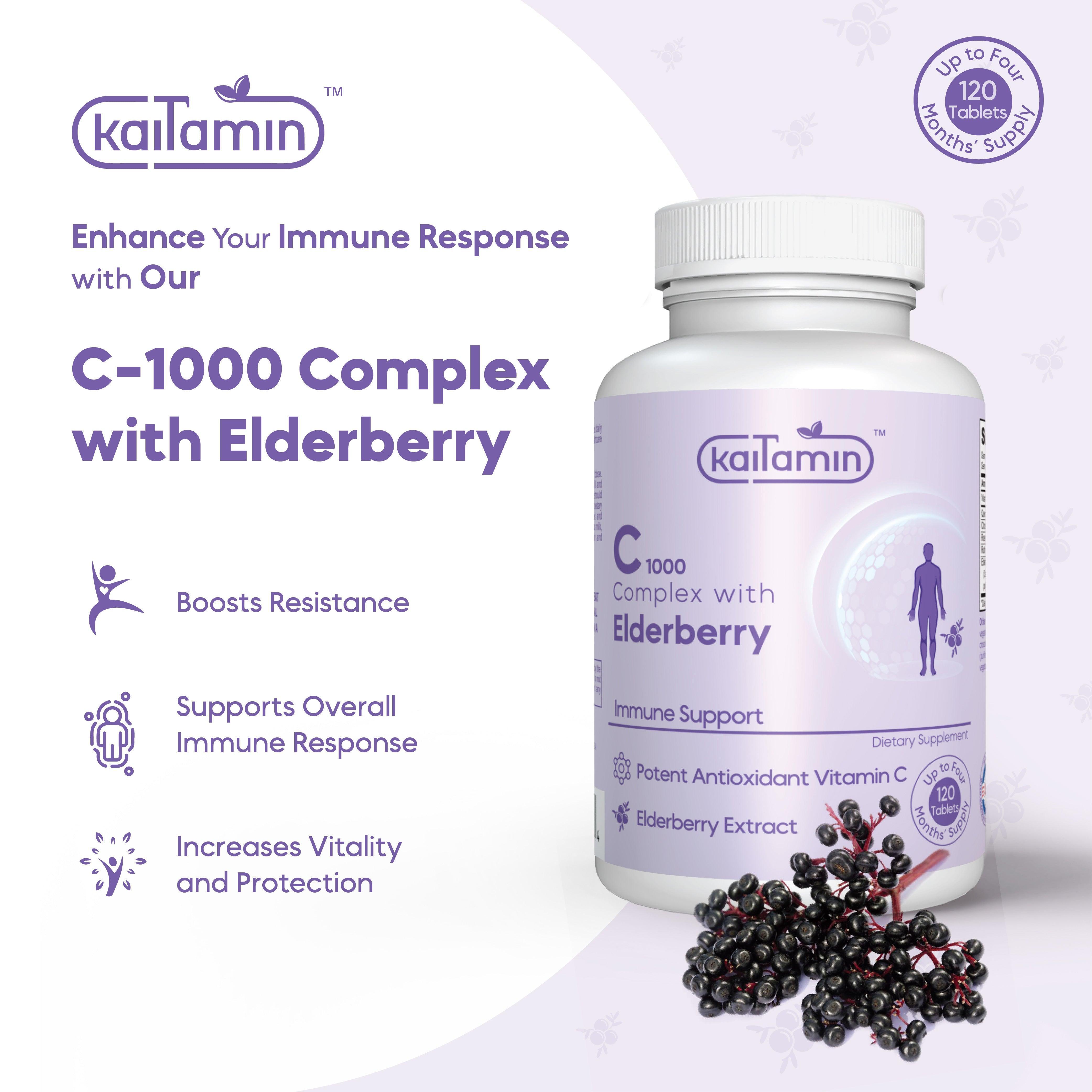 C1000 Complex with Elderberry – For better Immunity – 120 Tablets - Kaitamin