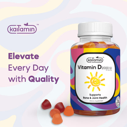 Vitamin D 2000 IU - Strong Bones for Adults and Kids - 120 Gummies - Kaitamin