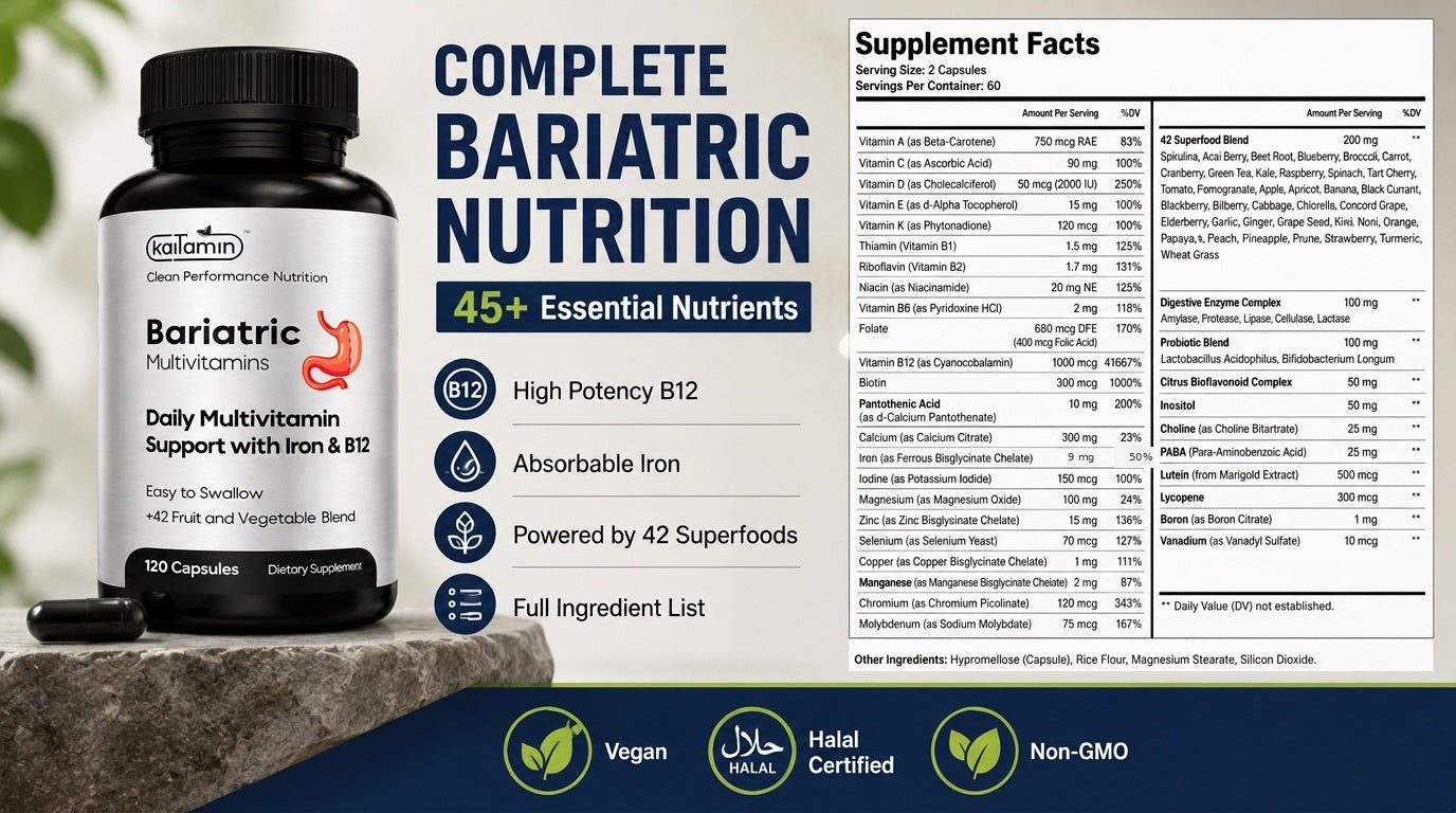 Kaitamin Bariatric Multivitamins — NSF Certified, 120 capsules, 60-day supply