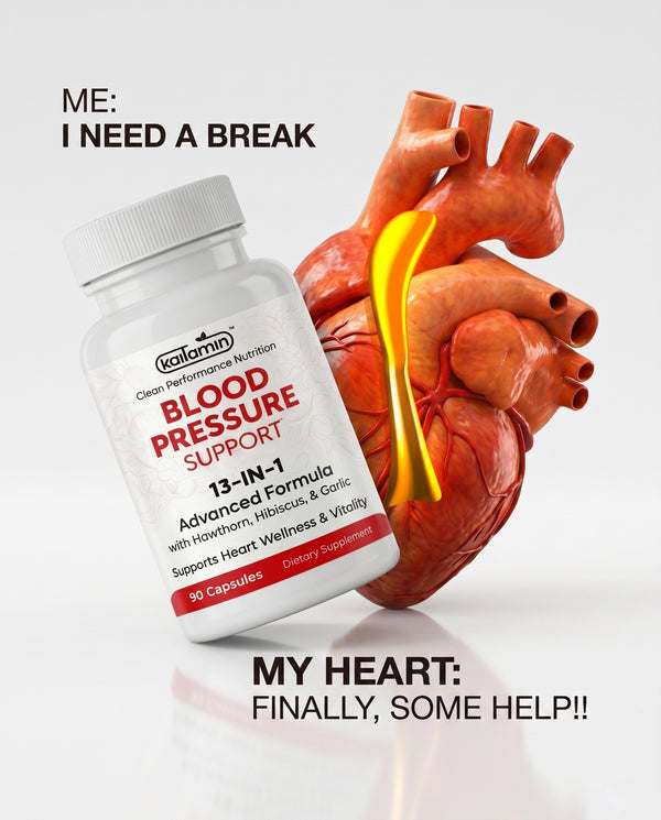 Kaitamin Blood Pressure Support bottle with heart illustration