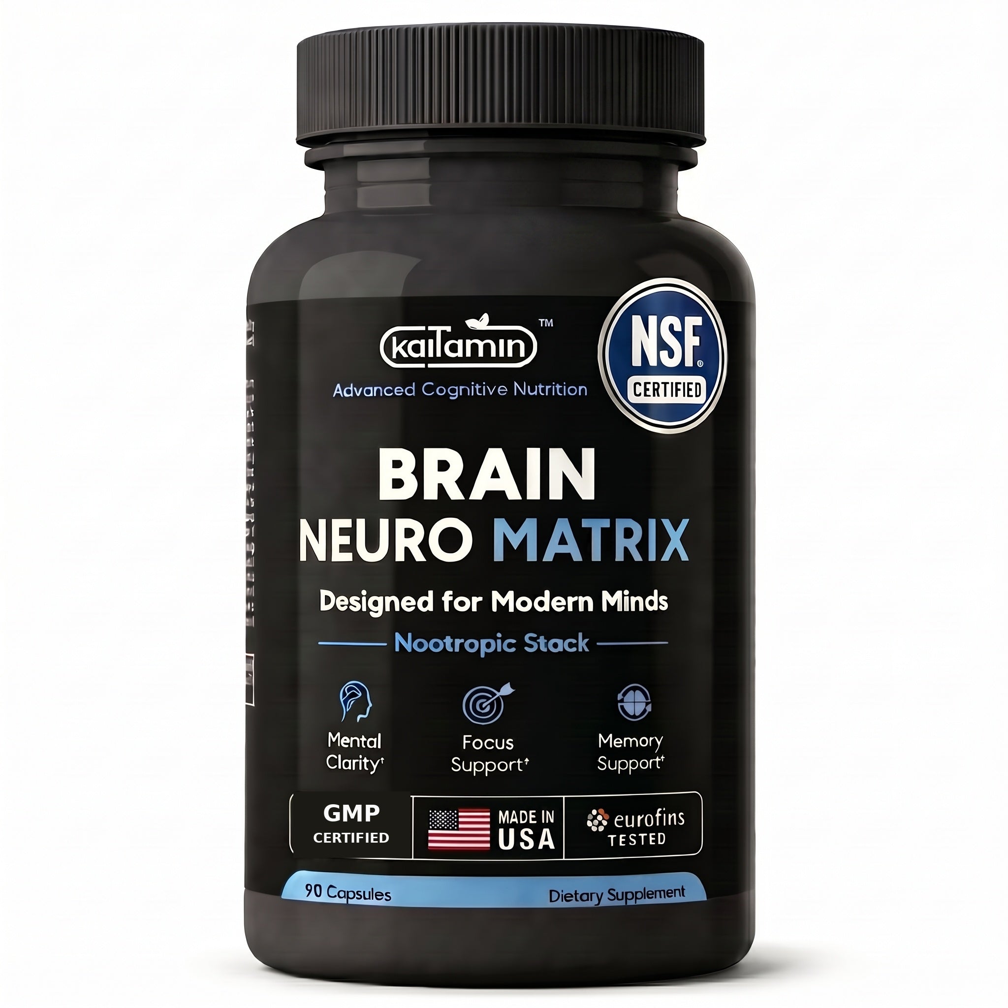 Kaitamin Brain Neuro Matrix bottle — NSF Certified, GMP Certified, Made in USA, Eurofins Tested