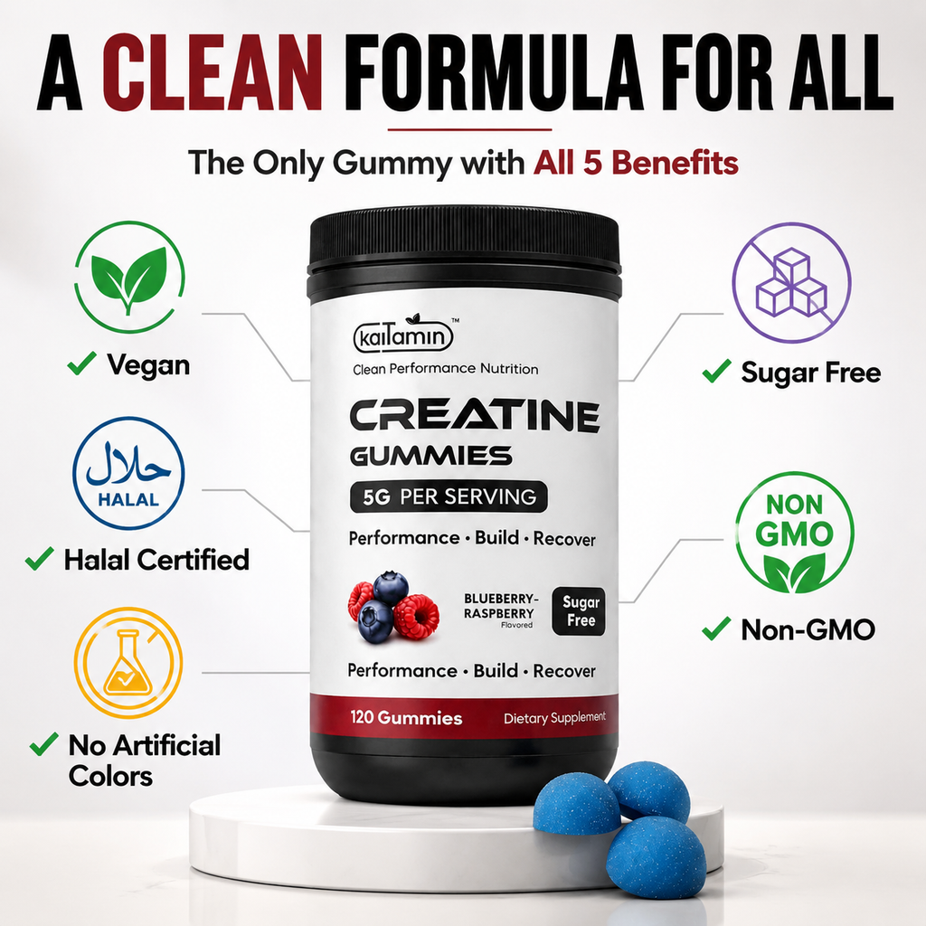 A clean formula for all — vegan, halal certified, non-GMO, sugar free, no artificial colors