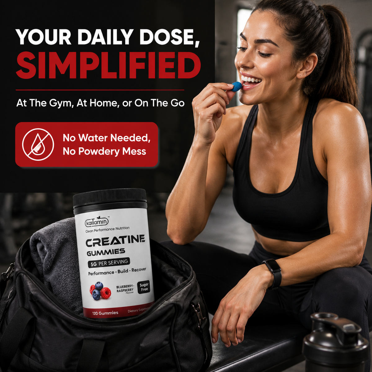 Your daily dose, simplified — at the gym, at home, or on the go; no water needed
